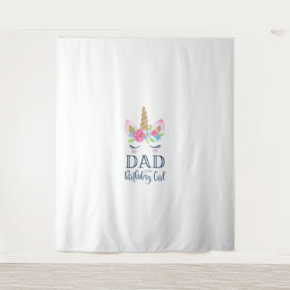 Mens Unicorn Vater der Geburtstagsmädchen Matching Wandteppich
