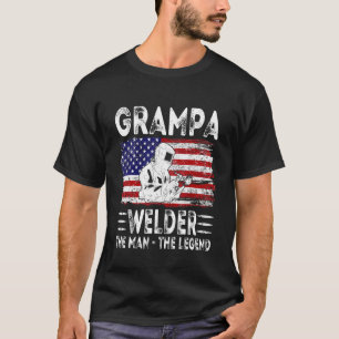 Mens US American Flag Grampa Welder The Man The L T-Shirt