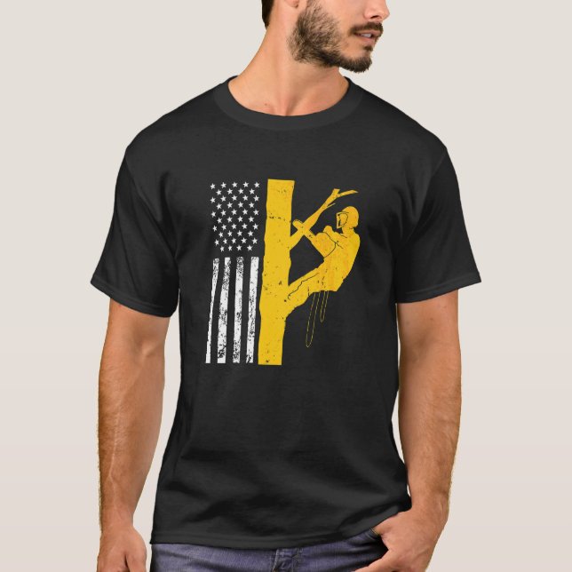 Mens US Flag Tree Climber T-Shirt (Vorderseite)