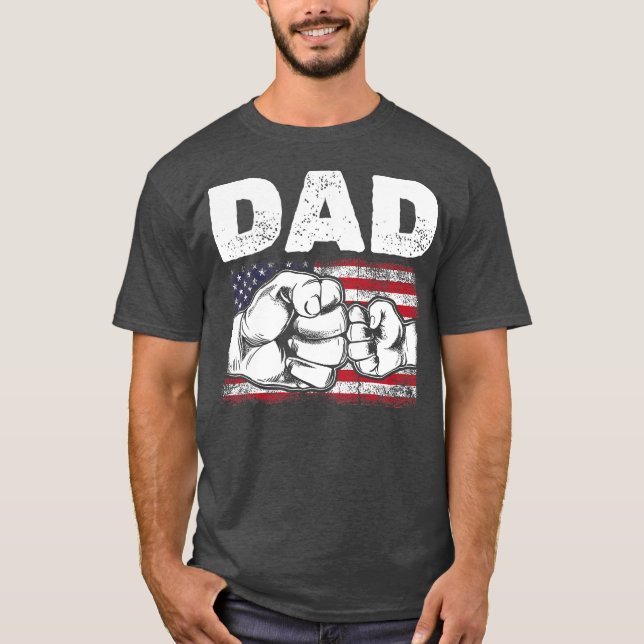 Mens US Flag Vater Son Fist Bump Patriotic Vater 4 T-Shirt (Vorderseite)
