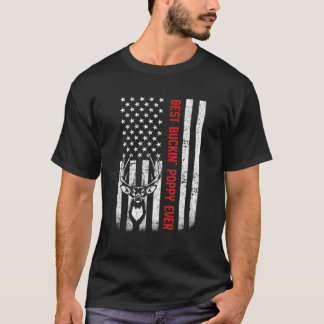 Mens USA Flag Best Buckin Poppy Ever Deer Junting T-Shirt