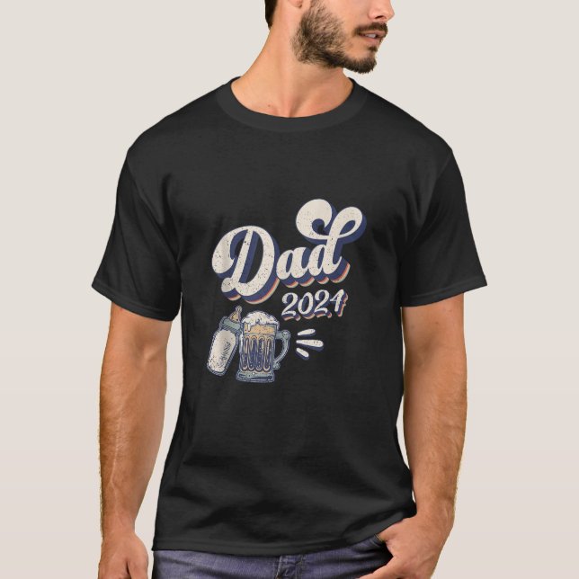 Mens Vater 2024 Erstmalige Kinderankündigung T-Shirt (Vorderseite)