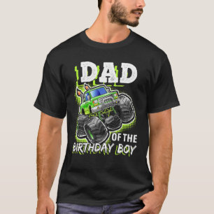 Mens Vater des Geburtstagsjungen Monsters Truck Bi T-Shirt