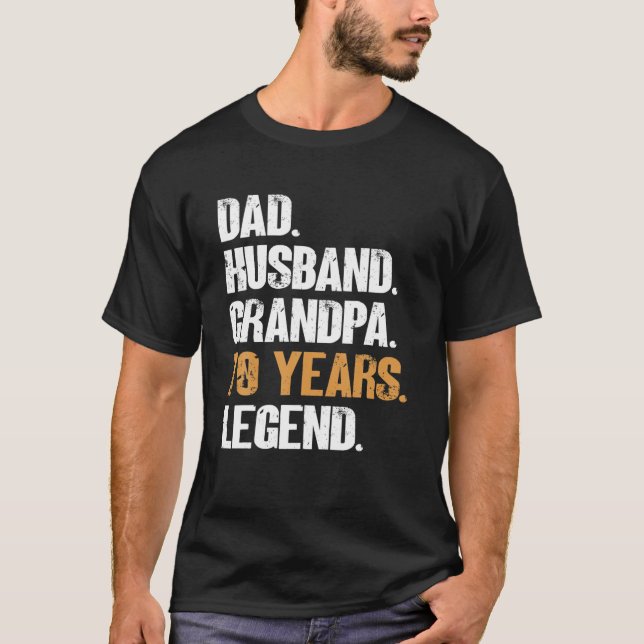 Mens Vater Ehemann Opa 70 Jahre Legend - Birthda T-Shirt (Vorderseite)