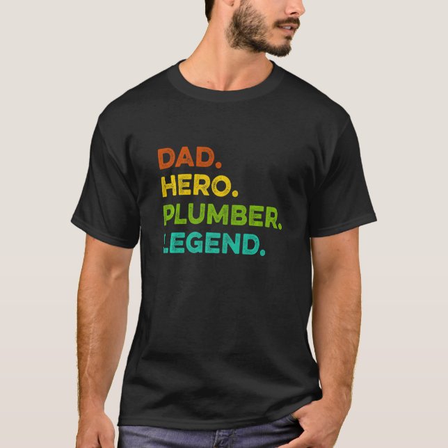 Mens Vater Hero Plumber Legende Mechanische Heizma T-Shirt (Vorderseite)