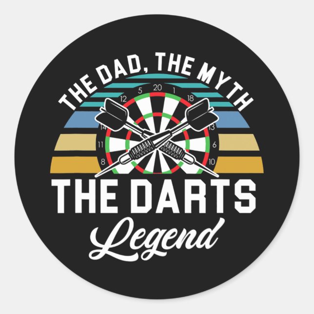Mens Vater Myth Darts Legend Vater Dart Player Runder Aufkleber (Vorderseite)