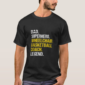 Mens Vater Superhero Rollstuhl Basketball Trainer T-Shirt