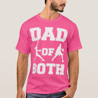 Mens Vater von beiden lustigen Softball Basketball T-Shirt