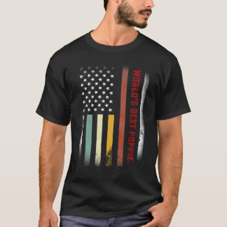 Mens Vaters Day World's Best Poppie jemals US Fla T-Shirt