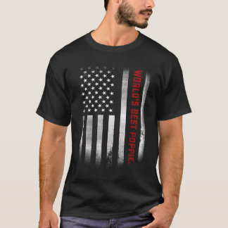 Mens Vaters Day World's Best Poppie jemals US Fla T-Shirt