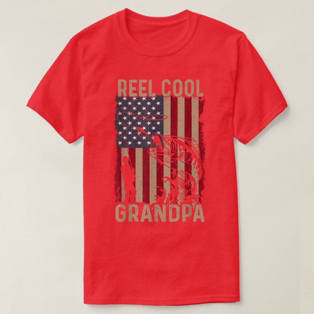 Mens Vatertag Angeln Cool Großvater Ameri T-Shirt (Design vorne)