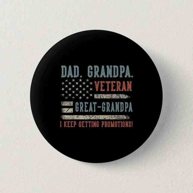 Mens Vathers Day Vater Opa Veteran Großvater Button (Vorderseite)