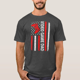 Mens Video Game Dad American Flag Dad Video Game T-Shirt