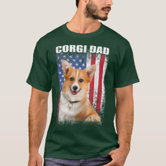 Mens Vintag American Flag Corgi Vater Dog Geschenk T-Shirt