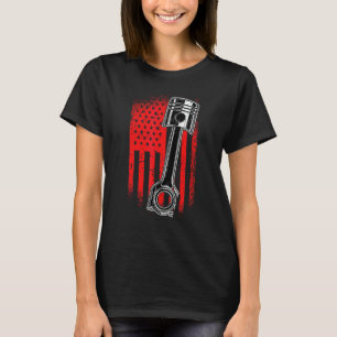 Mens Vintag American Flag Pistole Muscle Car Mech T-Shirt