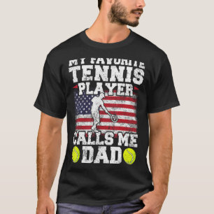 Mens Vintag American Flag Sports Tennis Vater Fath T-Shirt