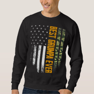 Mens Vintag Best Grumpa je Camouflage American Fla Sweatshirt