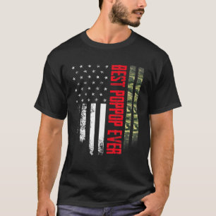Mens Vintag Best Poppop je Camouflage American Fla T-Shirt