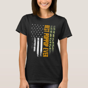 Mens Vintag Best Poppop je Camouflage American Fla T-Shirt