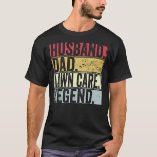 Mens Vintag Husband Vater Rasenmäher Pflegeleder V T-Shirt