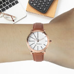 Mens Vintag Stylische Rose Gold Brown Lederband Armbanduhr<br><div class="desc">Kreieren Sie Ihre eigene personalisierte, elegante, coole, einzigartige moderne, schwarz-weiß Design Dreiecke Stunden, mit Monogramm, Männer Rose Gold Retro Vintage Look Stil braunen Leder Gurt-Uhr. Geben Sie einfach Ihren Namen / Monogramm / Initialen ein, um Ihre Wünsche anzupassen. Macht ein großartiges Geschenk, zum Geburtstag, Abschluss, Vatertag, Weihnachten, Feiertage, Hochzeit, Heiratsjubiläum,...</div>