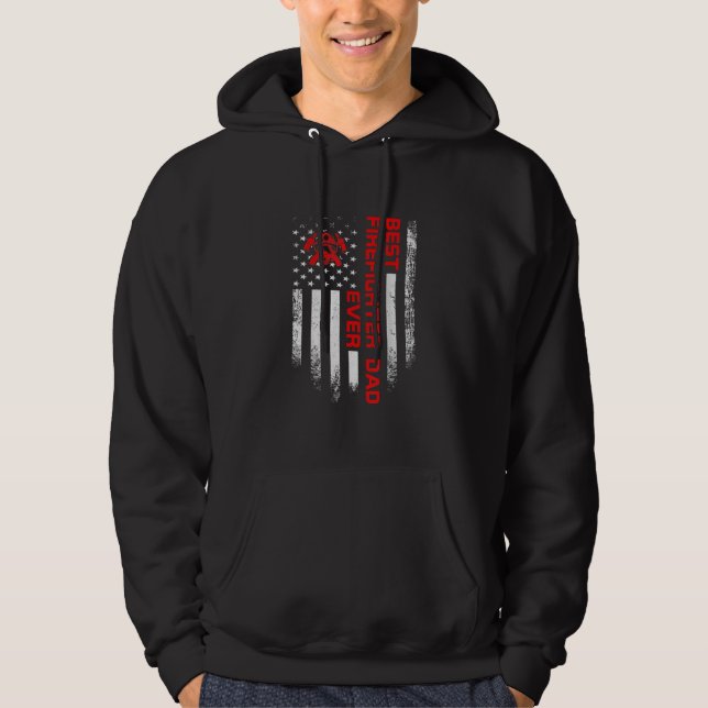 Mens Vintag USA Beste Feuerwehrfrau Hoodie (Vorderseite)