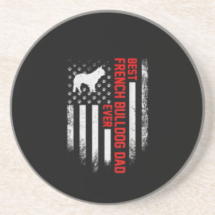 Mens Vintag USA Flag Bestes Französischer Bulldog Getränkeuntersetzer