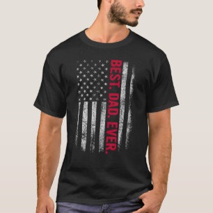 Mens Vintage Usa Best Dad Ever American Flag Fathe T-Shirt