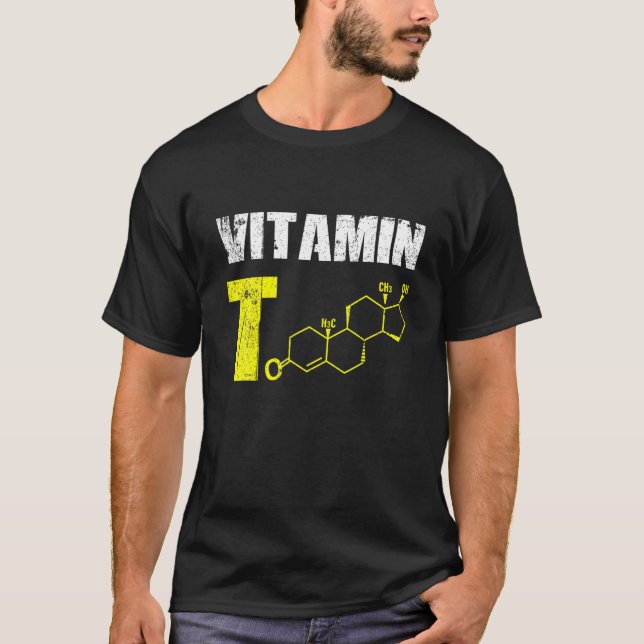 Mens Vitamin T Testosteron Bodybuilding Gym Fitnes T-Shirt (Vorderseite)