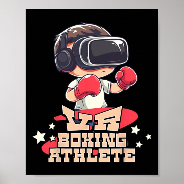 Mens Vr Boxing Athlete Virtual Reality Gamer Graph Poster (Vorne)