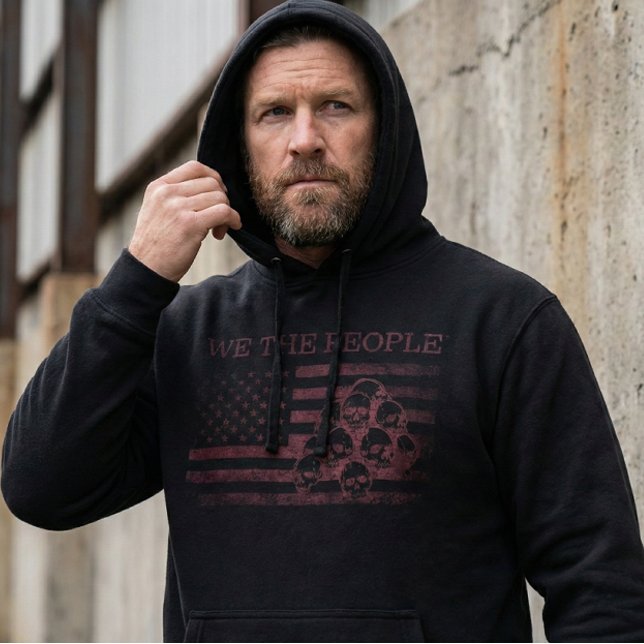 Men's We The People American Flag Skulls Hoodie (Von Creator hochgeladen)