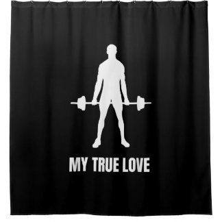 Mens Weightlifter Barbell Training Outfit Duschvorhang