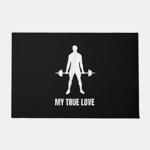 Mens Weightlifter Barbell Training Outfit Fußmatte