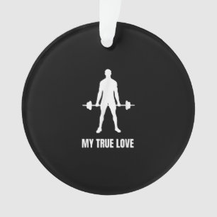 Mens Weightlifter Barbell Training Outfit Ornament