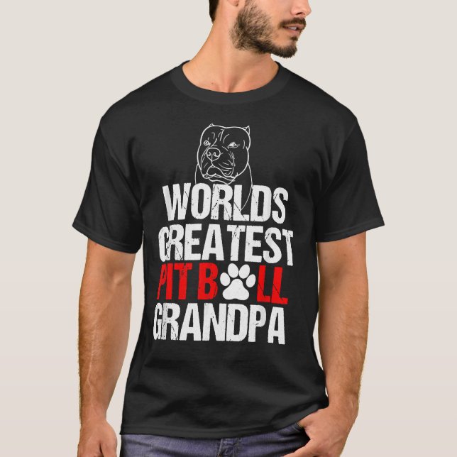 Mens Weltbest Pit Bull Großvater Dog Lovers D T-Shirt (Vorderseite)