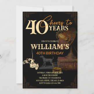 Men's Whisky & Cigar Vintag 40. Geburtstag lädt ei Einladung