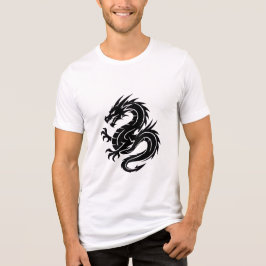men's white dragon symbol t-shirt Tri-Blend shirt