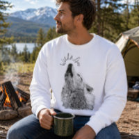 Mens Wild & Free Schriftzug Heulender Wolf Fine Ar