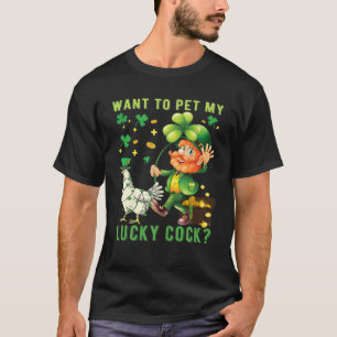 Mens Woll, meinen glücklichen Cock Funny St Patri T-Shirt