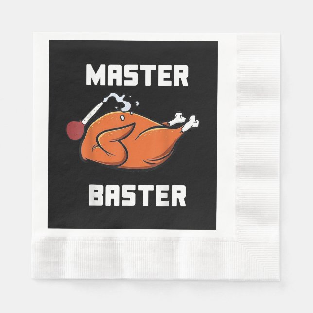 Mens Women Master Baster Funny Turkey Baster Danke Serviette (Vorderseite)