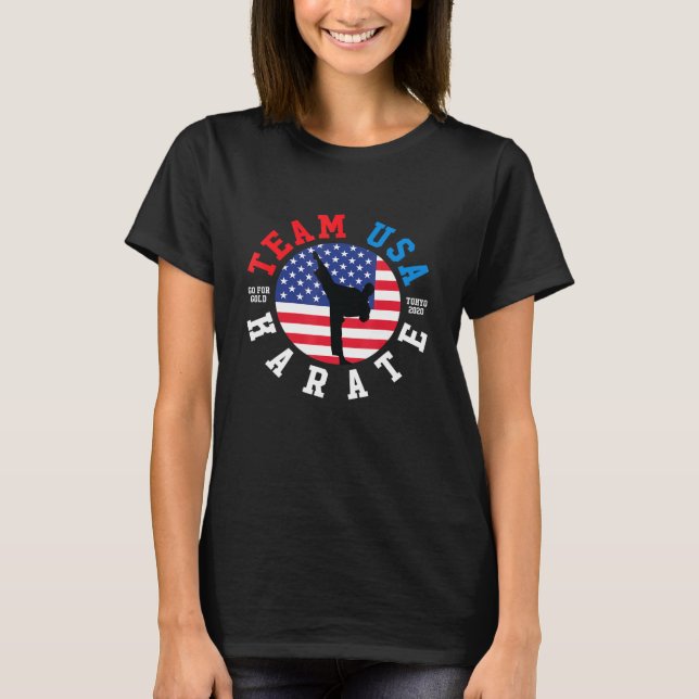 Mens Womens Team Karate Usa Flag Karate T-Shirt (Vorderseite)