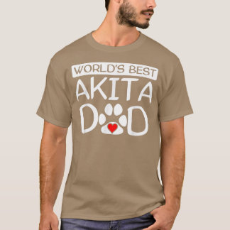 Mens World's Best Akita Vater Dog Owner Paw Print T-Shirt