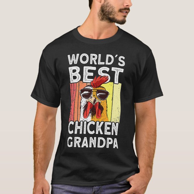 Mens Worlds Best Chicken Grandpa Bauer Rooster H T-Shirt (Vorderseite)