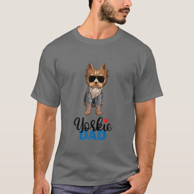 Mens Yorkshire Terrier Papa Yorkie Vater T-Shirt (Vorderseite)