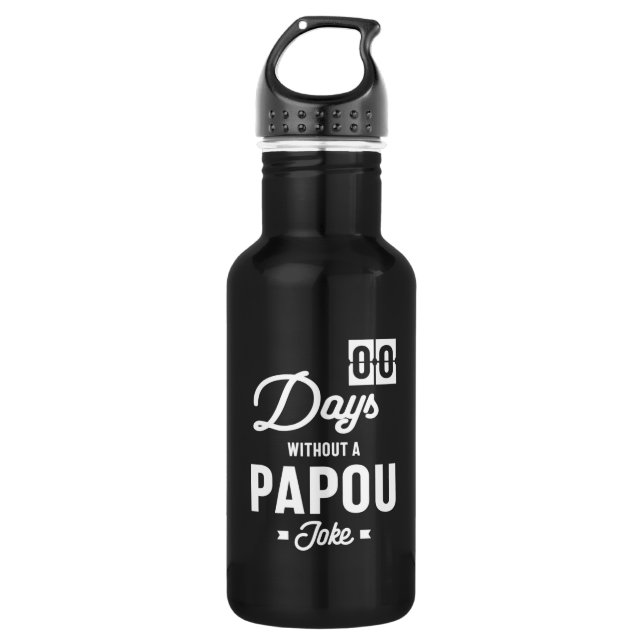 Mens Zero Days ohne Papou Joke Edelstahlflasche (Vorderseite)