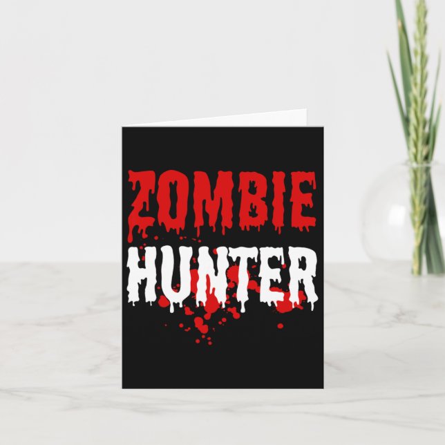 Mens Zombie Hunter Beängstigend Halloween Karte (Vorderseite)