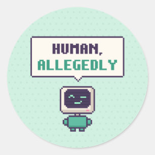 Mensch, angeblich lustiger AI-Pixel-Aufkleber Runder Aufkleber