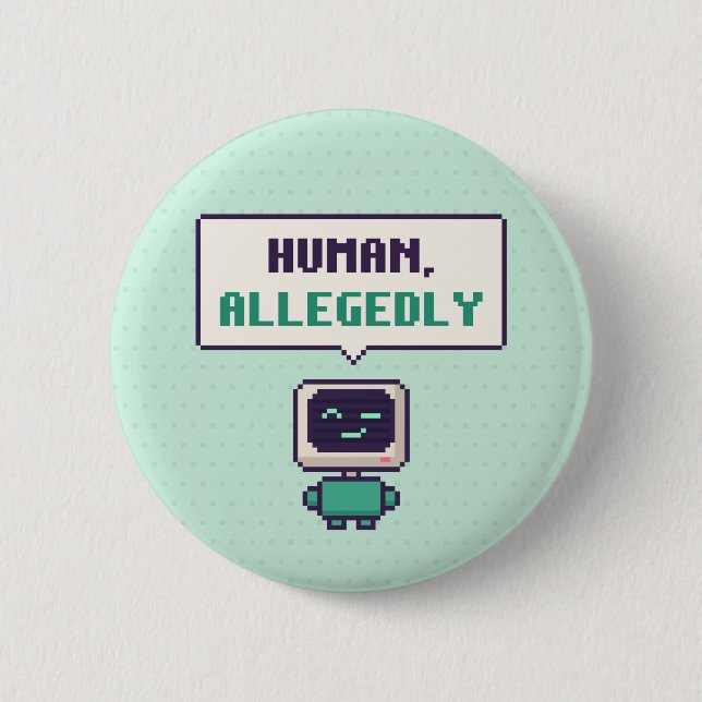 Mensch, angeblich lustiger AI-Pixel-Button Button (Vorderseite)