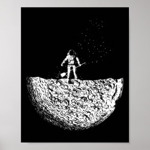 Mensch auf dem Mond in einem Anzug eines Raumfahre Poster