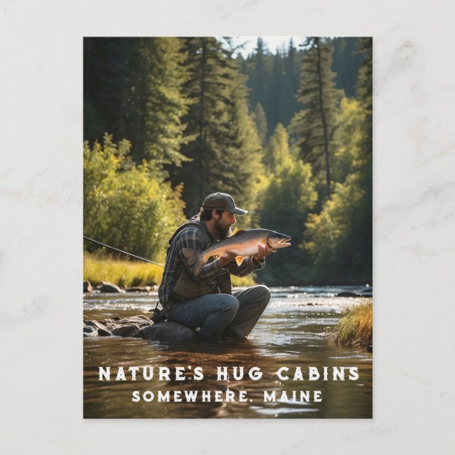 *~* Mensch Fischerei Stream Natur AP49 Lachs Postkarte (Vorderseite)